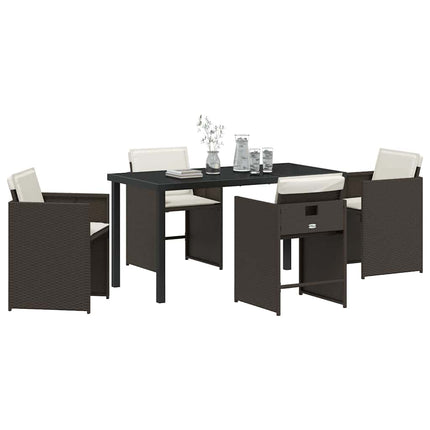 Trädgårdsmöbelset 5 pcs Brun konstrotting