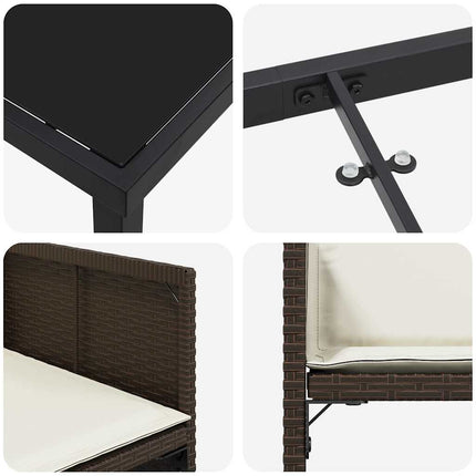 Trädgårdsmöbelset 5 pcs Brun konstrotting