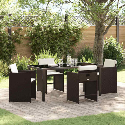 Trädgårdsmöbelset 5 pcs Brun konstrotting