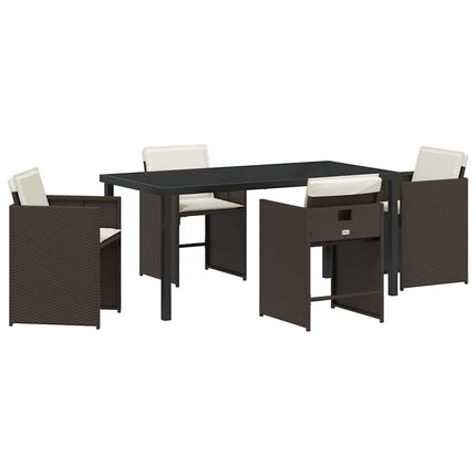 Trädgårdsmöbelset 5 pcs Brun konstrotting