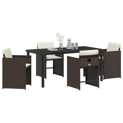 Trädgårdsmöbelset 5 pcs Brun konstrotting
