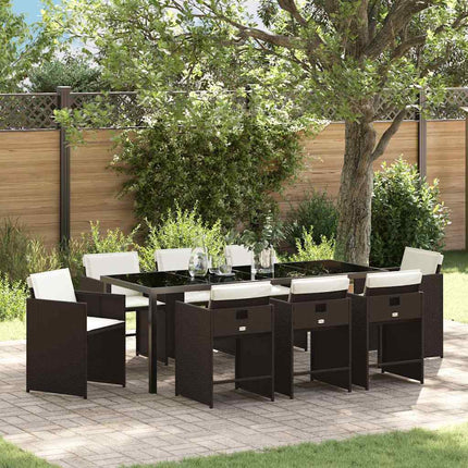 Trädgårdsmöbelset 9 pcs Brun konstrotting