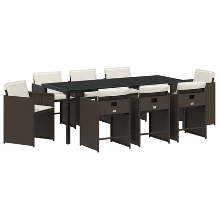 Trädgårdsmöbelset 9 pcs Brun konstrotting