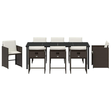 Trädgårdsmöbelset 9 pcs Brun konstrotting