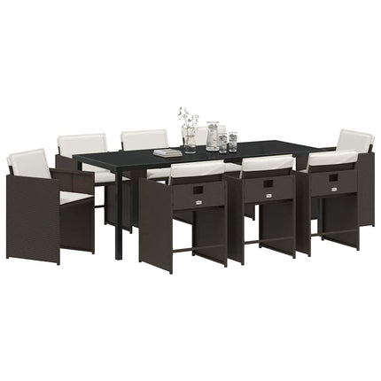 Trädgårdsmöbelset 9 pcs Brun konstrotting