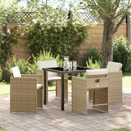 Trädgårdsmöbelset 5 pcs Beige konstrotting