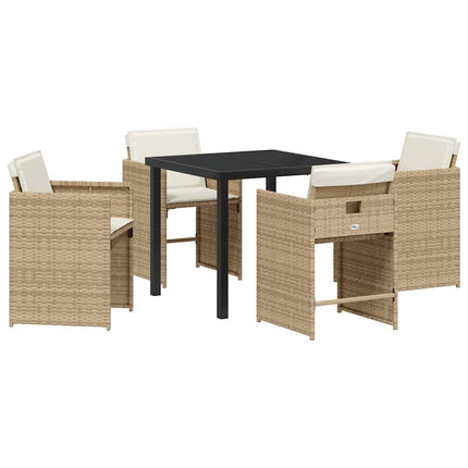 Trädgårdsmöbelset 5 pcs Beige konstrotting