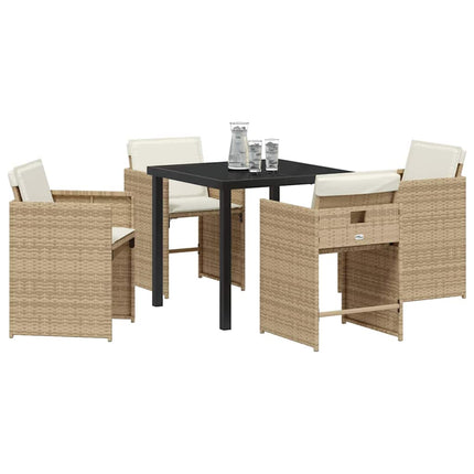 Trädgårdsmöbelset 5 pcs Beige konstrotting