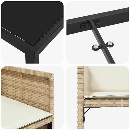 Trädgårdsmöbelset 5 pcs Beige konstrotting