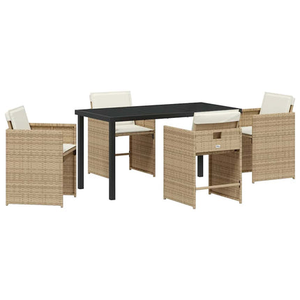 Trädgårdsmöbelset 5 pcs Beige konstrotting