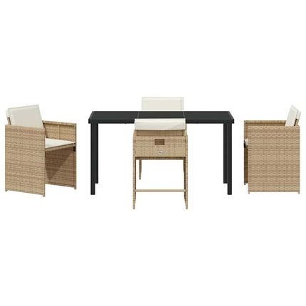 Trädgårdsmöbelset 5 pcs Beige konstrotting