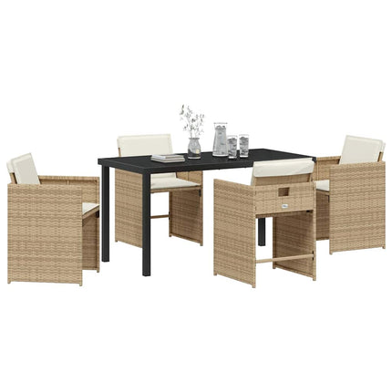 Trädgårdsmöbelset 5 pcs Beige konstrotting