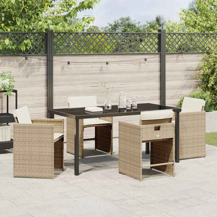Trädgårdsmöbelset 5 pcs Beige konstrotting