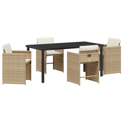 Trädgårdsmöbelset 5 pcs Beige konstrotting