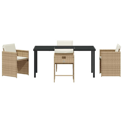 Trädgårdsmöbelset 5 pcs Beige konstrotting