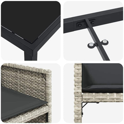 Trädgårdsmöbelset 5 pcs Ljusgrå konstrotting