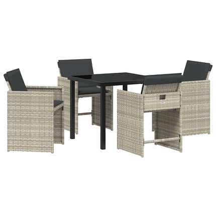 Trädgårdsmöbelset 5 pcs Ljusgrå konstrotting