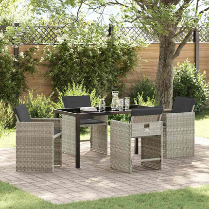 Trädgårdsmöbelset 5 pcs Ljusgrå konstrotting