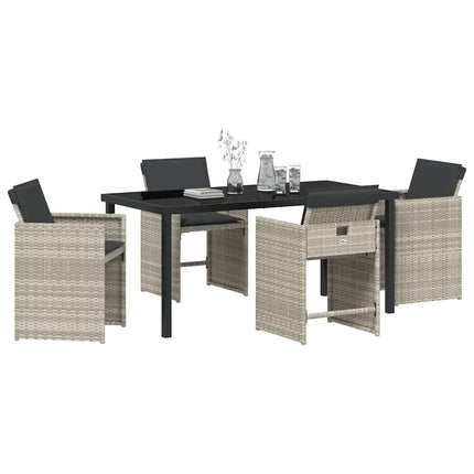 Trädgårdsmöbelset 5 pcs Ljusgrå konstrotting