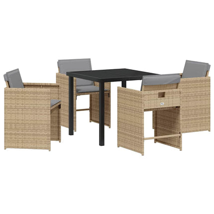 Trädgårdsmöbelset 5 pcs Beige konstrotting