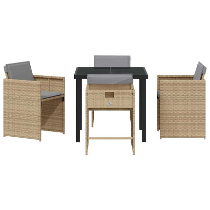 Trädgårdsmöbelset 5 pcs Beige konstrotting