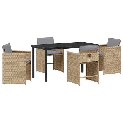 Trädgårdsmöbelset 5 pcs Beige konstrotting