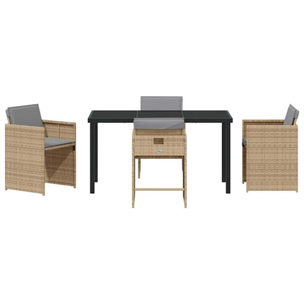 Trädgårdsmöbelset 5 pcs Beige konstrotting