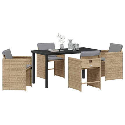 Trädgårdsmöbelset 5 pcs Beige konstrotting