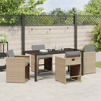 Trädgårdsmöbelset 5 pcs Beige konstrotting