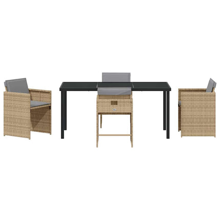 Trädgårdsmöbelset 5 pcs Beige konstrotting