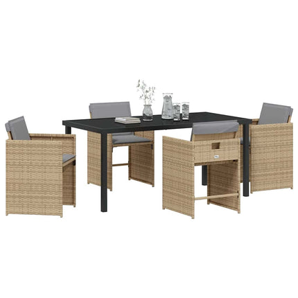 Trädgårdsmöbelset 5 pcs Beige konstrotting