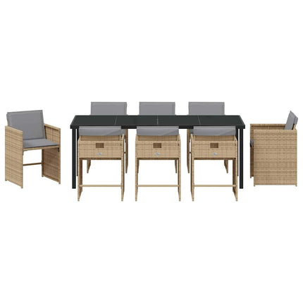 Trädgårdsmöbelset 9 pcs Beige konstrotting