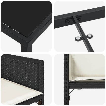 Trädgårdsmöbelset 5 pcs Svart konstrotting