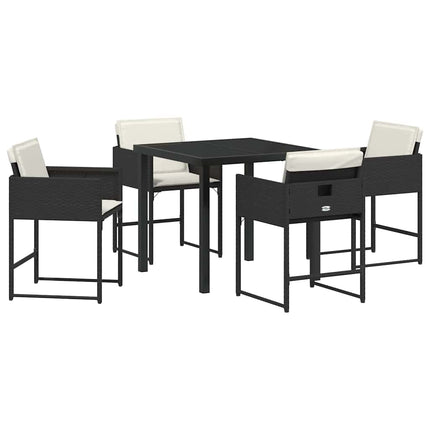 Trädgårdsmöbelset 5 pcs Svart konstrotting
