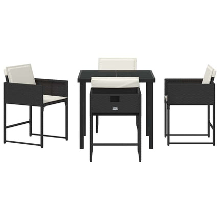 Trädgårdsmöbelset 5 pcs Svart konstrotting