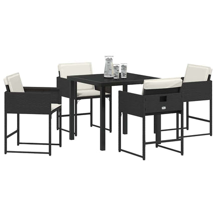 Trädgårdsmöbelset 5 pcs Svart konstrotting