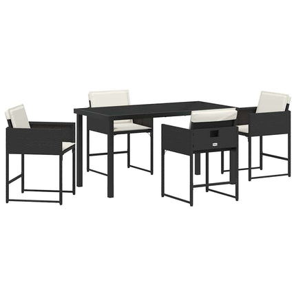 Trädgårdsmöbelset 5 pcs Svart konstrotting