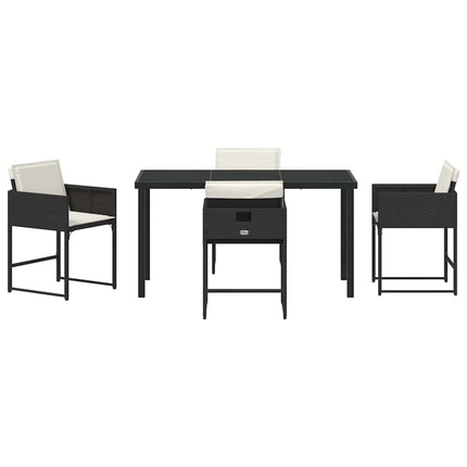 Trädgårdsmöbelset 5 pcs Svart konstrotting