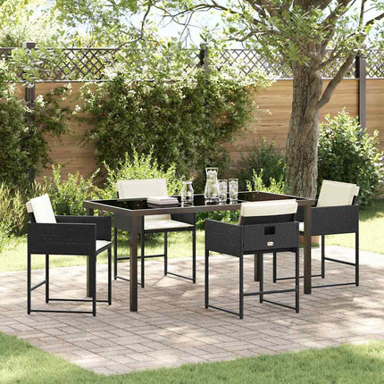 Trädgårdsmöbelset 5 pcs Svart konstrotting