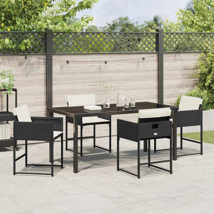 Trädgårdsmöbelset 5 pcs Svart konstrotting