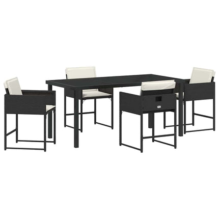 Trädgårdsmöbelset 5 pcs Svart konstrotting