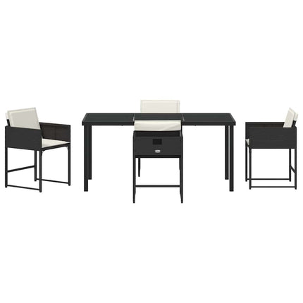 Trädgårdsmöbelset 5 pcs Svart konstrotting