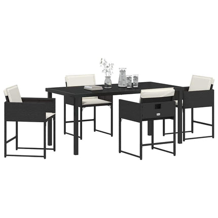 Trädgårdsmöbelset 5 pcs Svart konstrotting