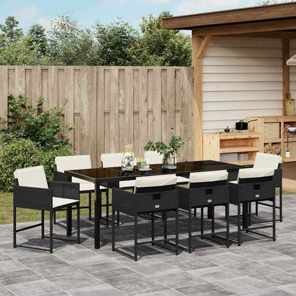 Trädgårdsmöbelset 9 pcs Svart konstrotting