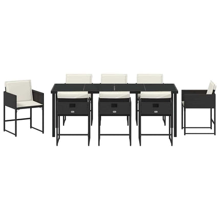 Trädgårdsmöbelset 9 pcs Svart konstrotting