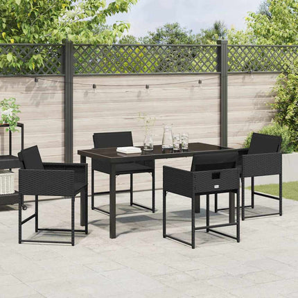 Trädgårdsmöbelset 5 pcs Svart konstrotting