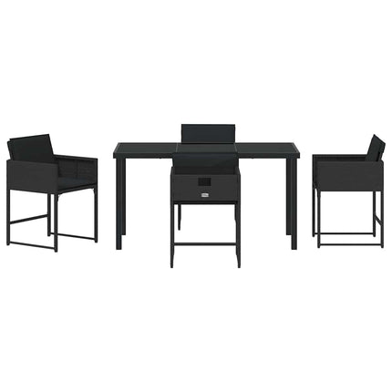Trädgårdsmöbelset 5 pcs Svart konstrotting