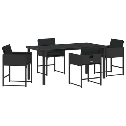 Trädgårdsmöbelset 5 pcs Svart konstrotting