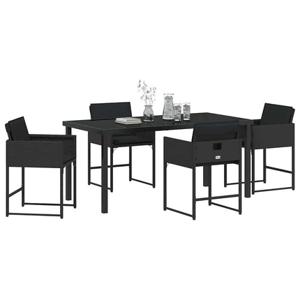 Trädgårdsmöbelset 5 pcs Svart konstrotting