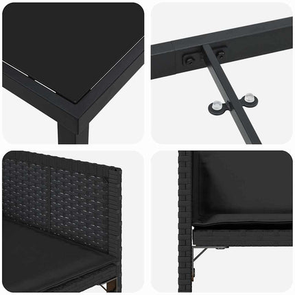 Trädgårdsmöbelset 9 pcs Svart konstrotting